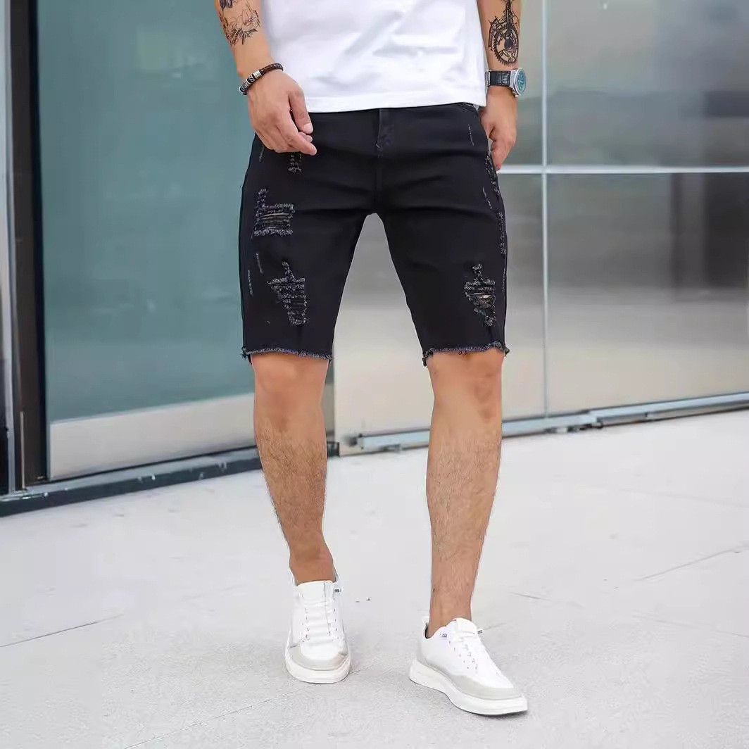 Men's Denim Shorts Blue Slim F - Shorts Denim Frayed ulasan dan harga