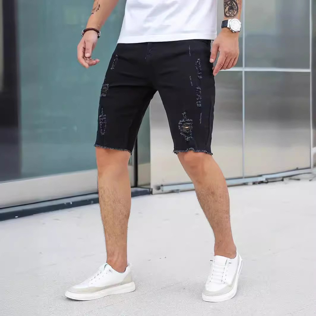 Men's Denim Shorts Blue Slim F - Shorts Denim Frayed ulasan dan harga