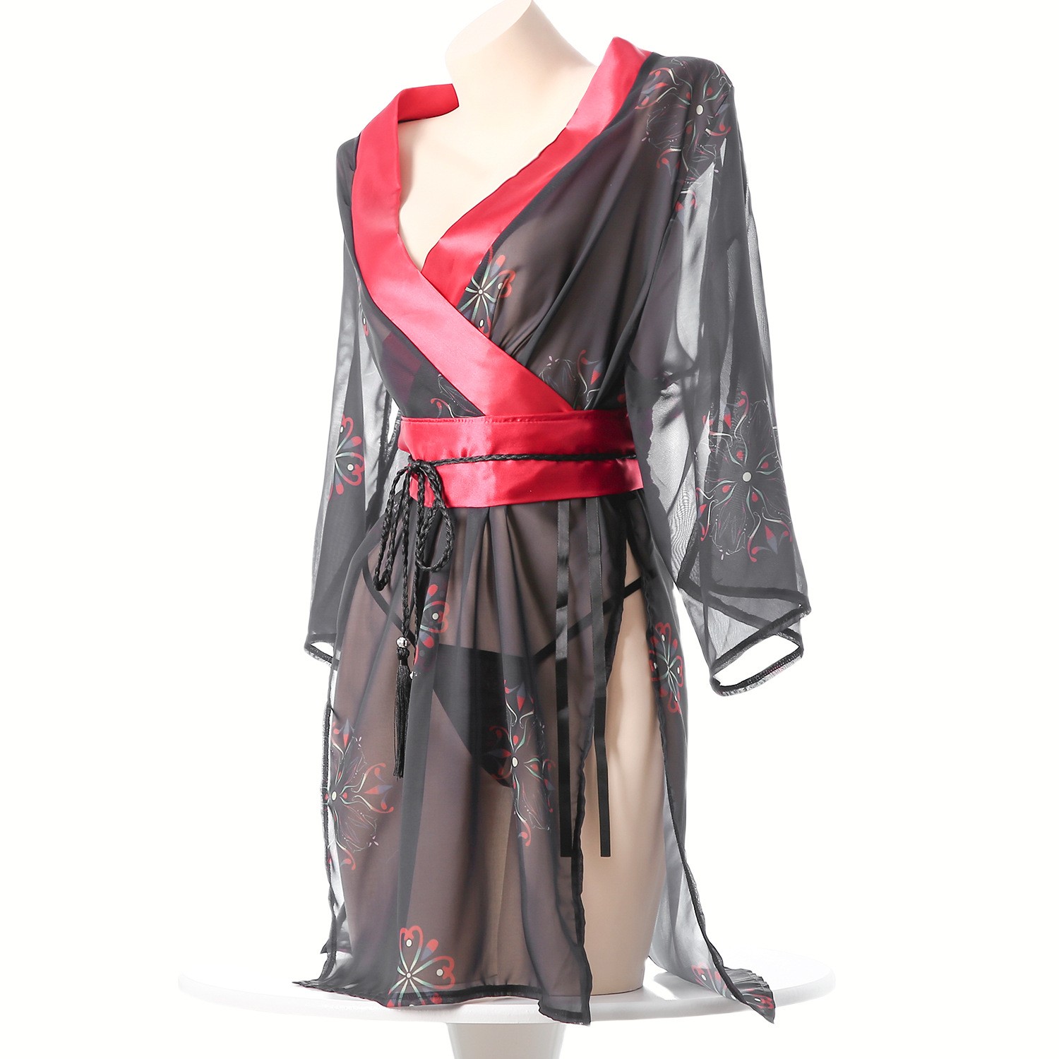 Women's Black Sheer Mesh Japan - Kimono Sheer Floral ulasan dan harga