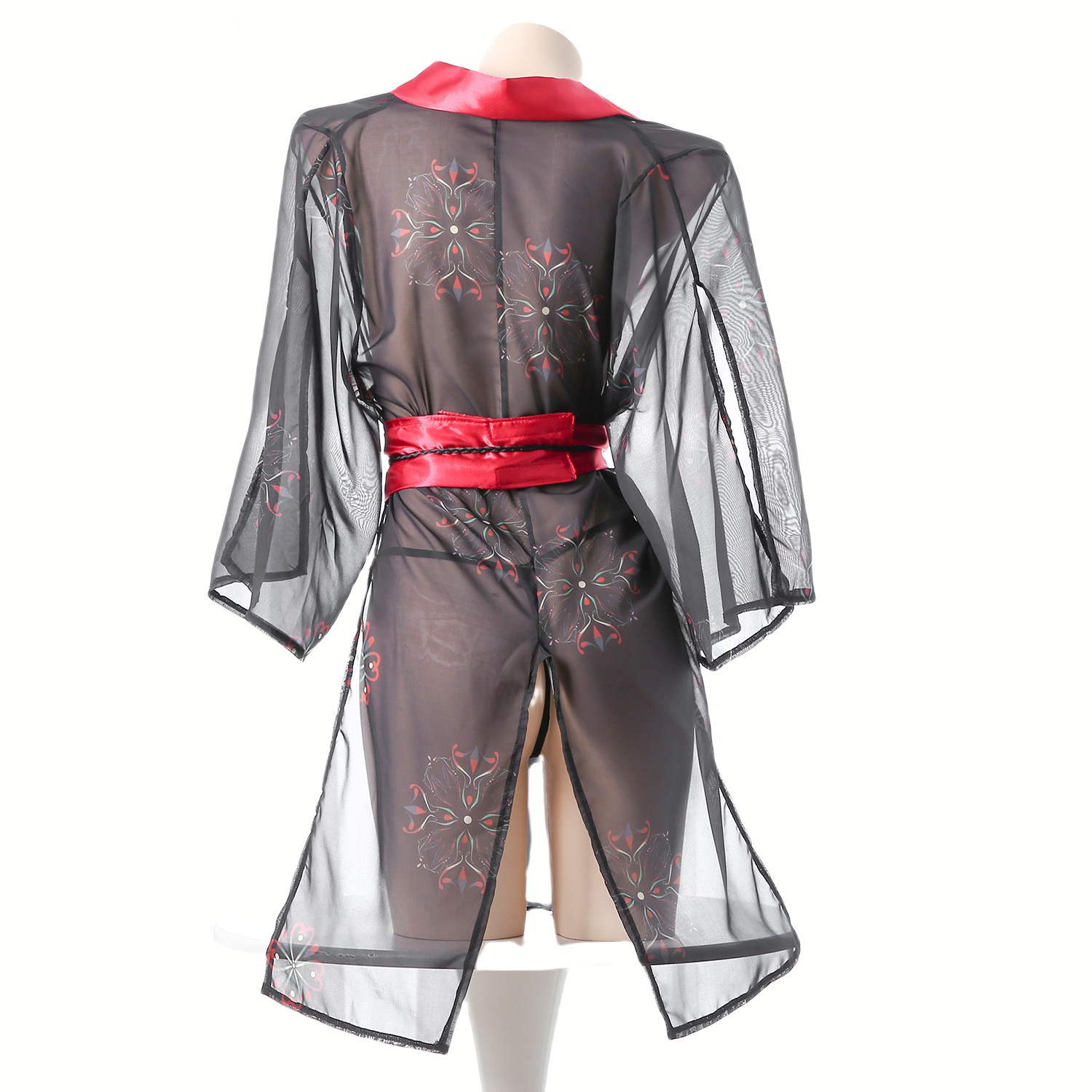 Women's Black Sheer Mesh Japan - Kimono Sheer Floral ulasan dan harga