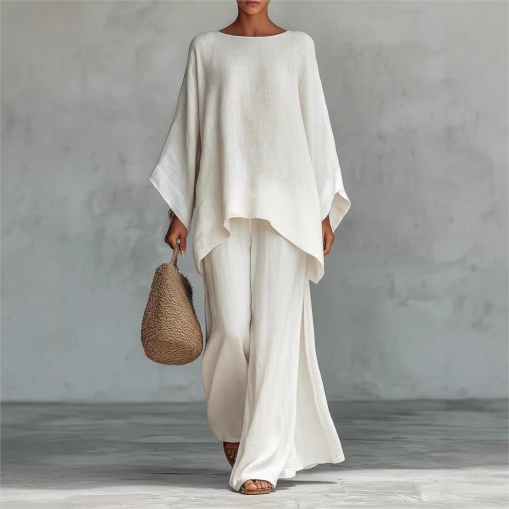 Fashion Linen Loose Long-sleev - Linen Pant Wide ulasan dan harga