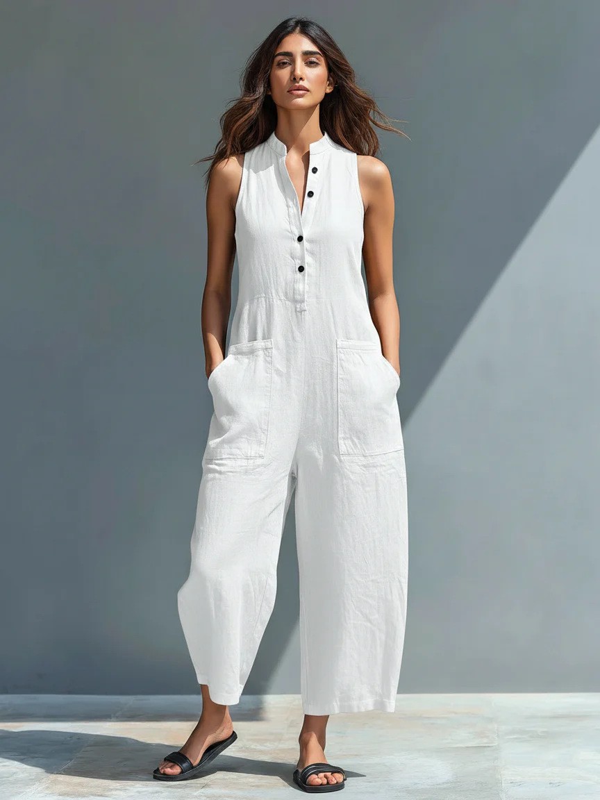 Summer Women's Clothing Sleeve - Jumpsuit Linen Relaxed ulasan dan harga