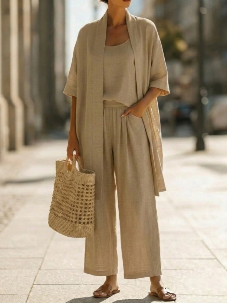 Casual Solid Cotton Linen Loos - Linen Pant Wide ulasan dan harga
