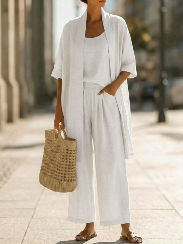 Casual Solid Cotton Linen Loos - Linen Pant Wide ulasan dan harga