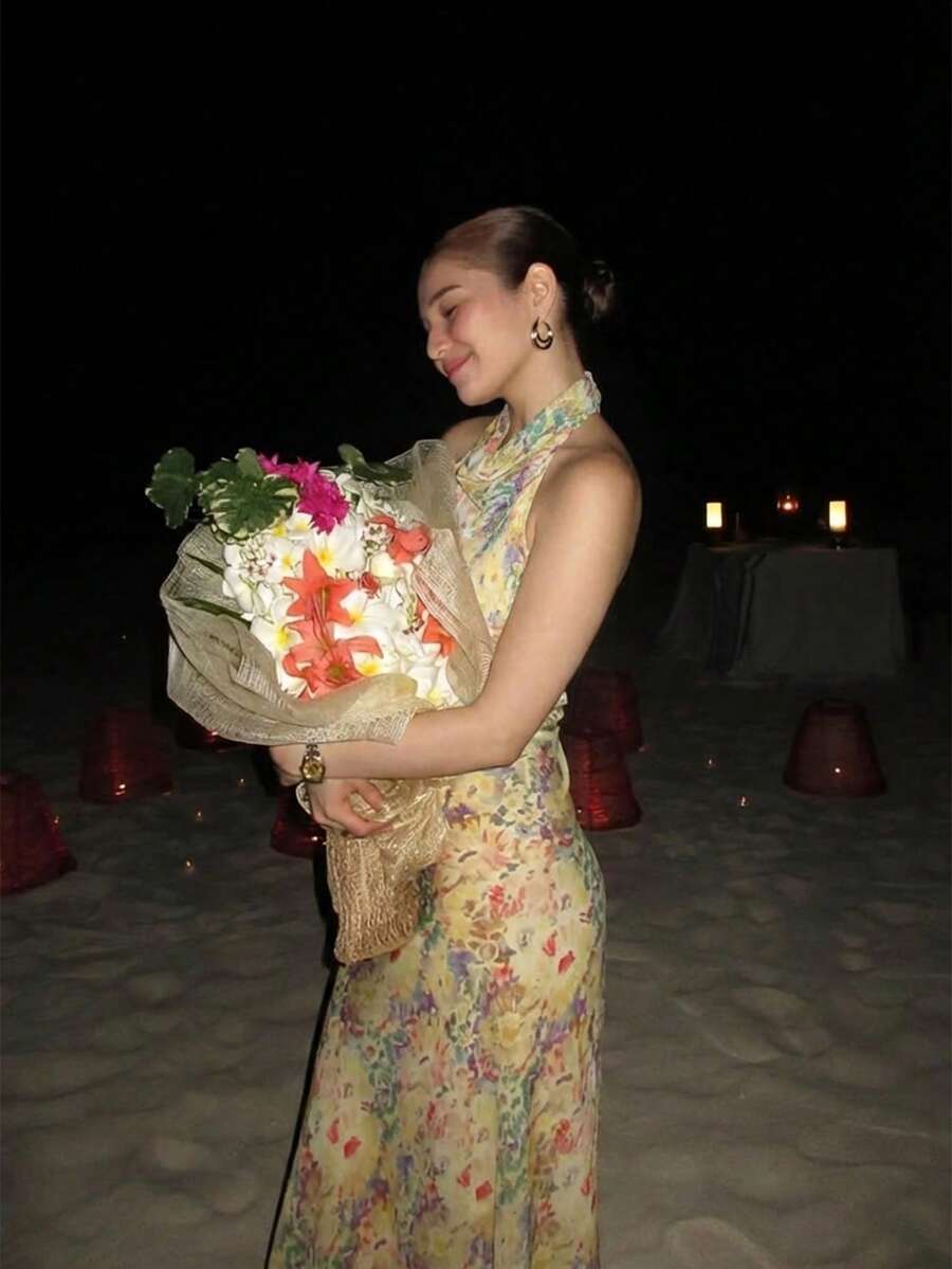 Womens Floral Maxi Halter Back - Maxi Dress Halter ulasan dan harga