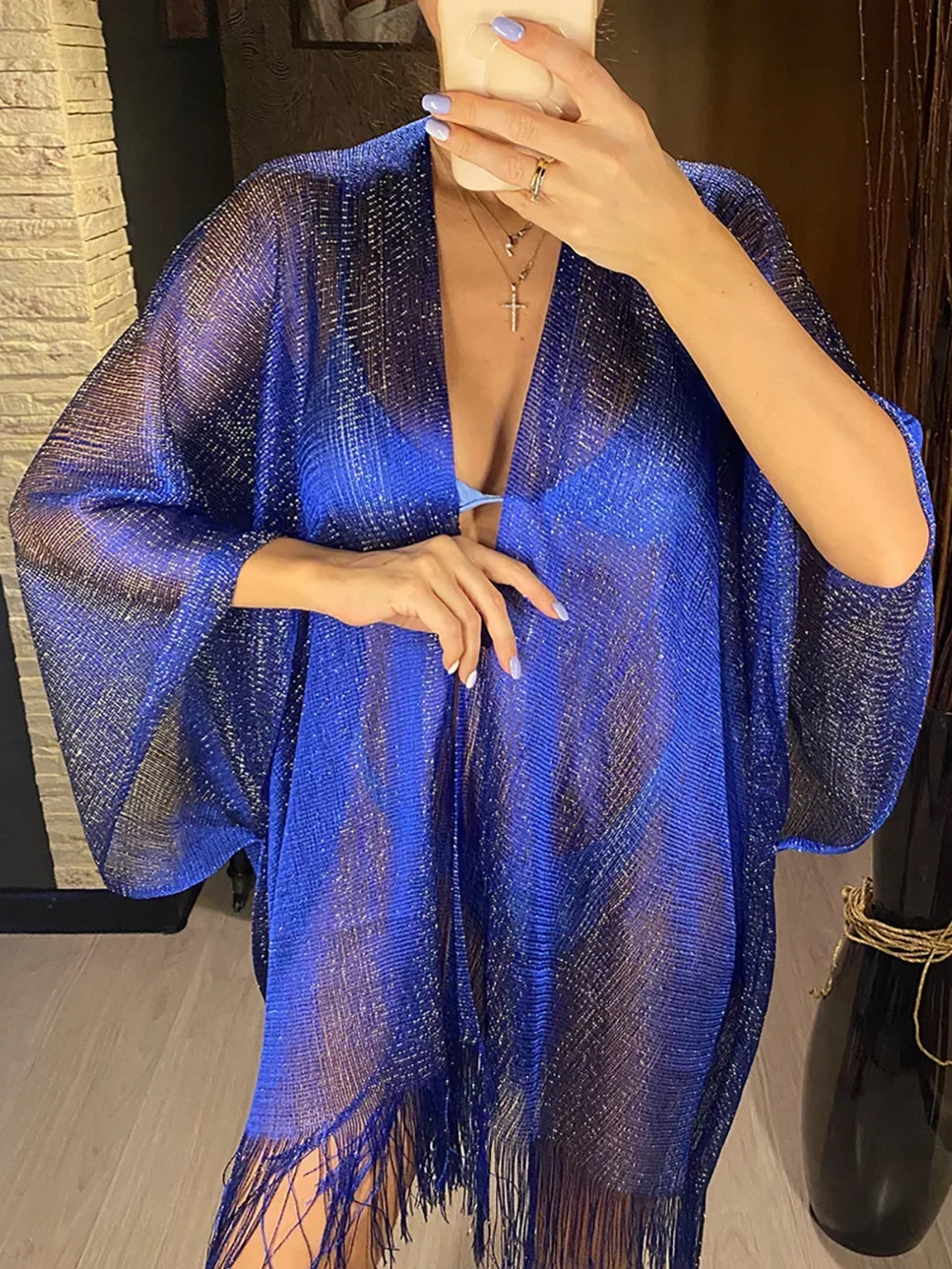 Tassel Gold Bikini Cover Up Se - Cover Up Kaftan ulasan dan harga