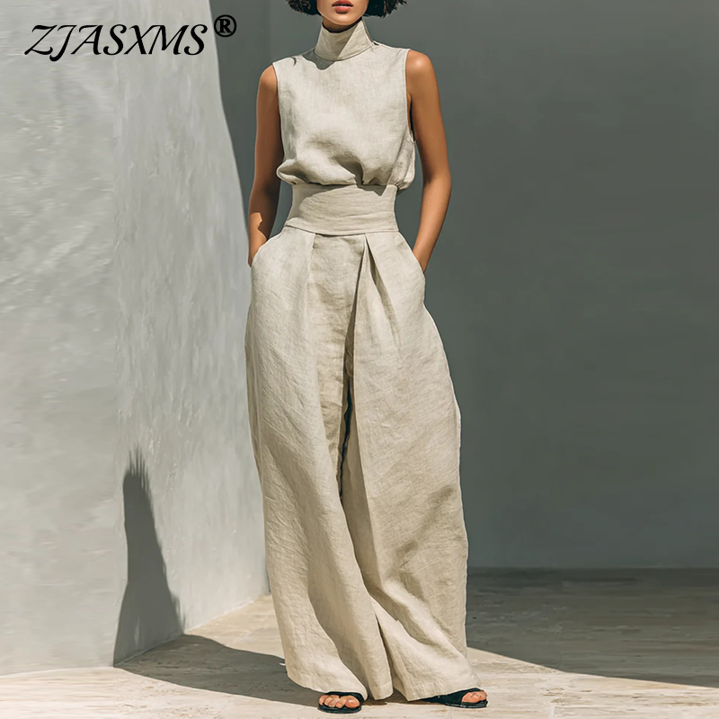 Vintage Solid Cotton Linen Sui - Linen Pant Wide ulasan dan harga