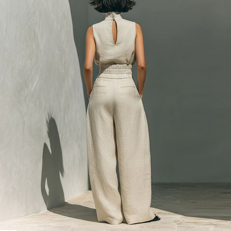 Vintage Solid Cotton Linen Sui - Linen Pant Wide ulasan dan harga