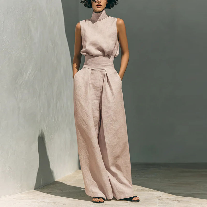 Vintage Solid Cotton Linen Sui - Linen Pant Wide ulasan dan harga