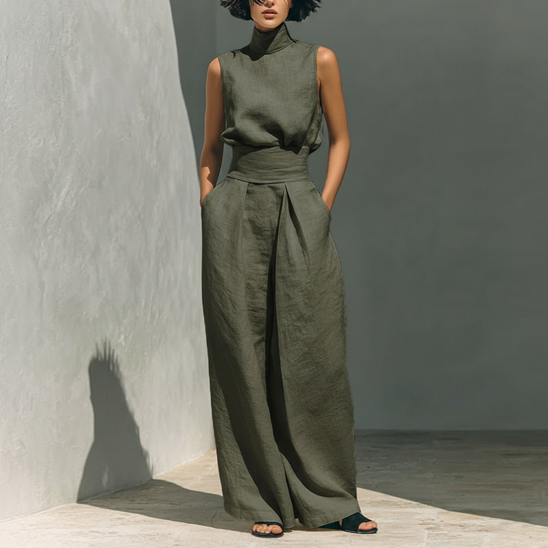 Vintage Solid Cotton Linen Sui - Linen Pant Wide ulasan dan harga