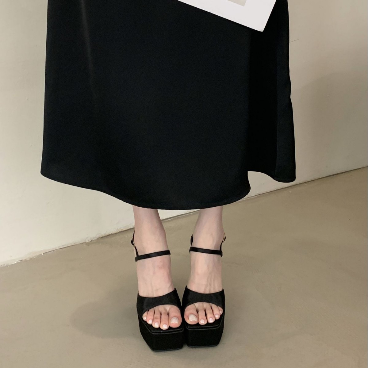 2026 Women's Black Strappy Pla - Sandal Strappy Heeled ulasan dan harga